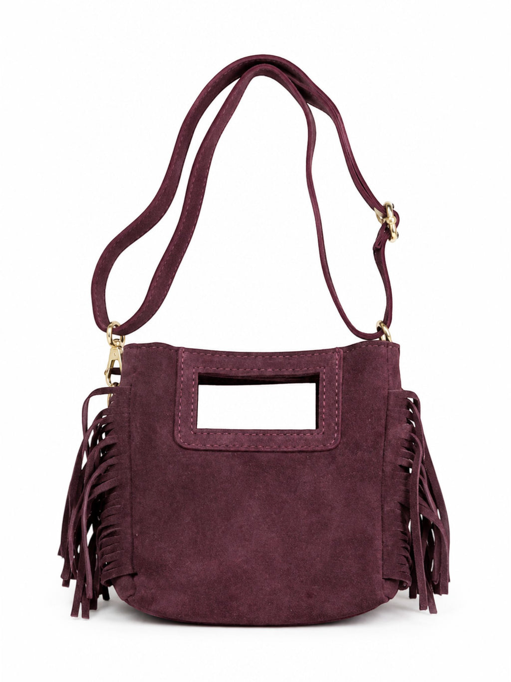 Sac bandoulière en daim à franges – Petit format