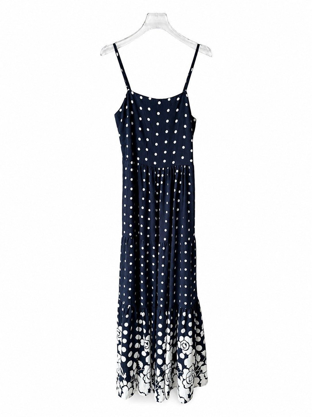 Robe Petit Pois Élastique Fine Bretelle Réglable