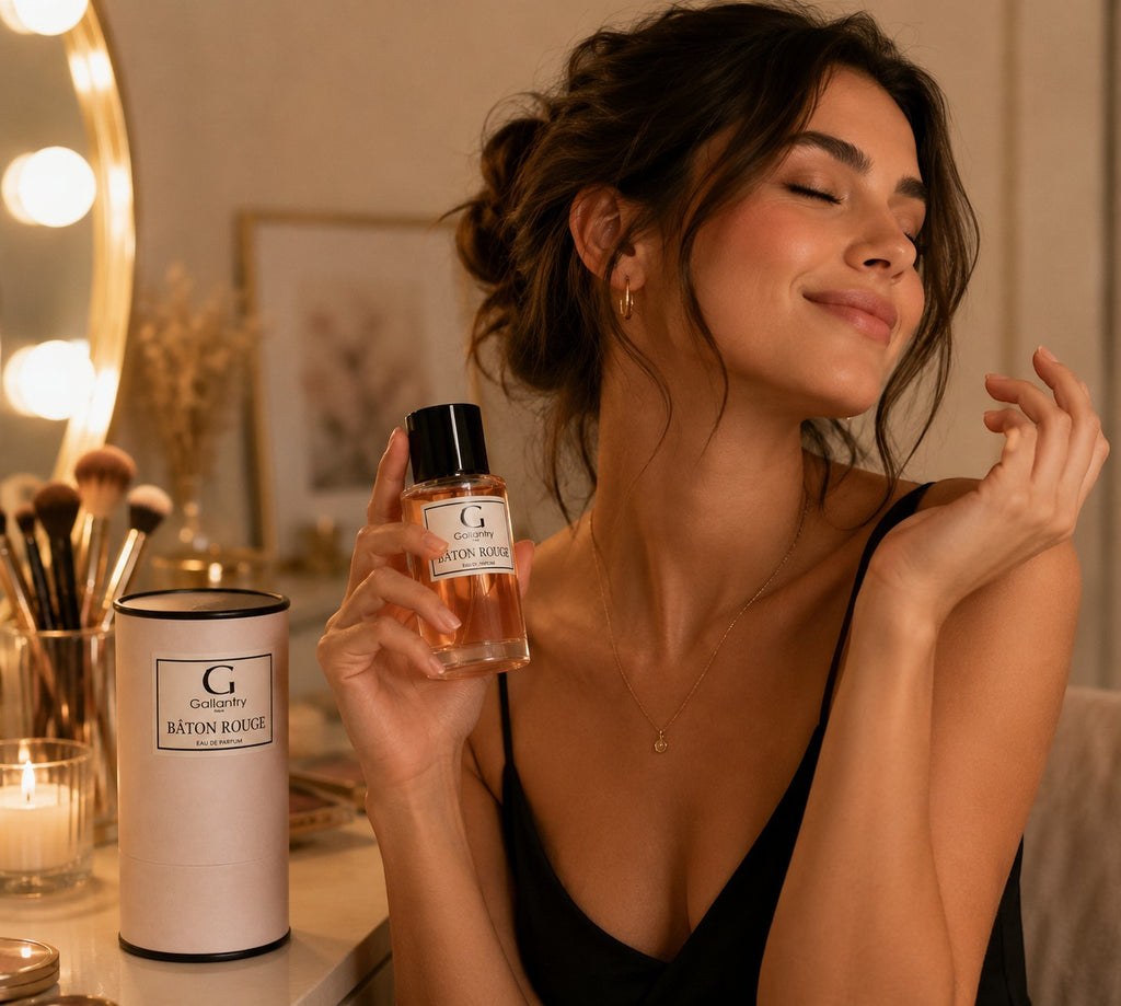 Parfum Bâton Rouge GALLANTRY

"Bâton Rouge" incarne l'audace et la sophistication dans une fragrance florale et fruitée au sillage profond et sensuel. Une création GALLANTRY.