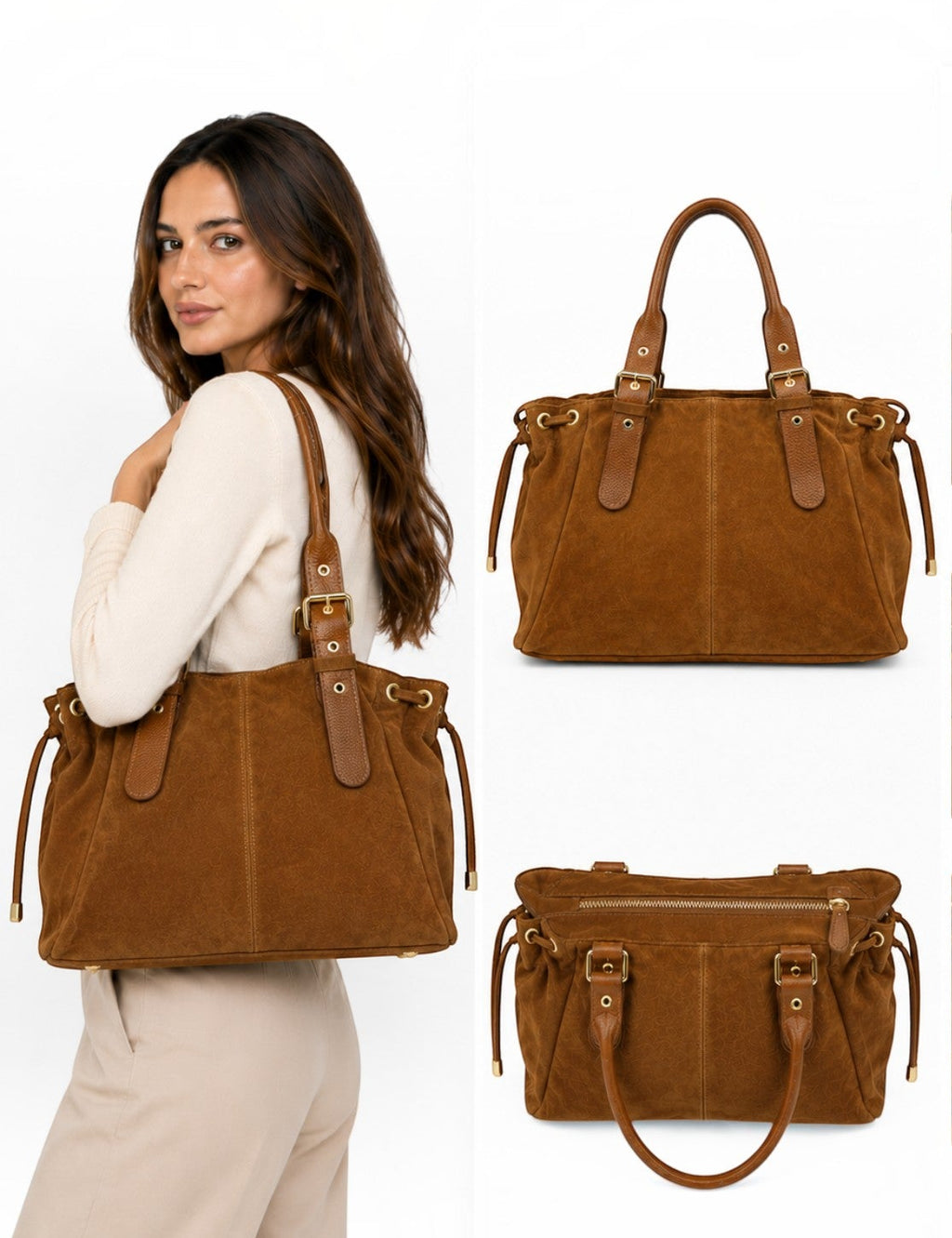 Grand sac format A4 croûte de cuir ANAÏS