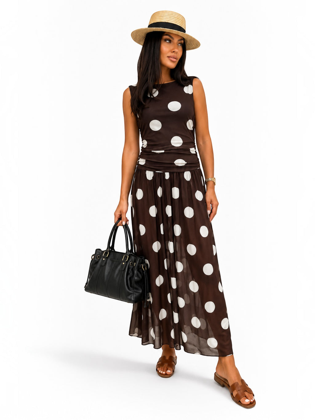 Robe longue à imprimé pois LORIANE