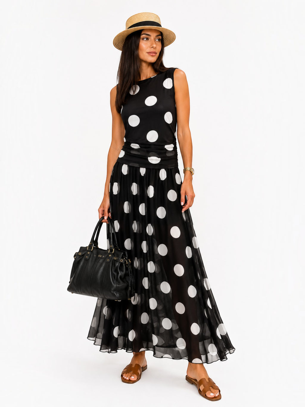Robe longue à imprimé pois LORIANE