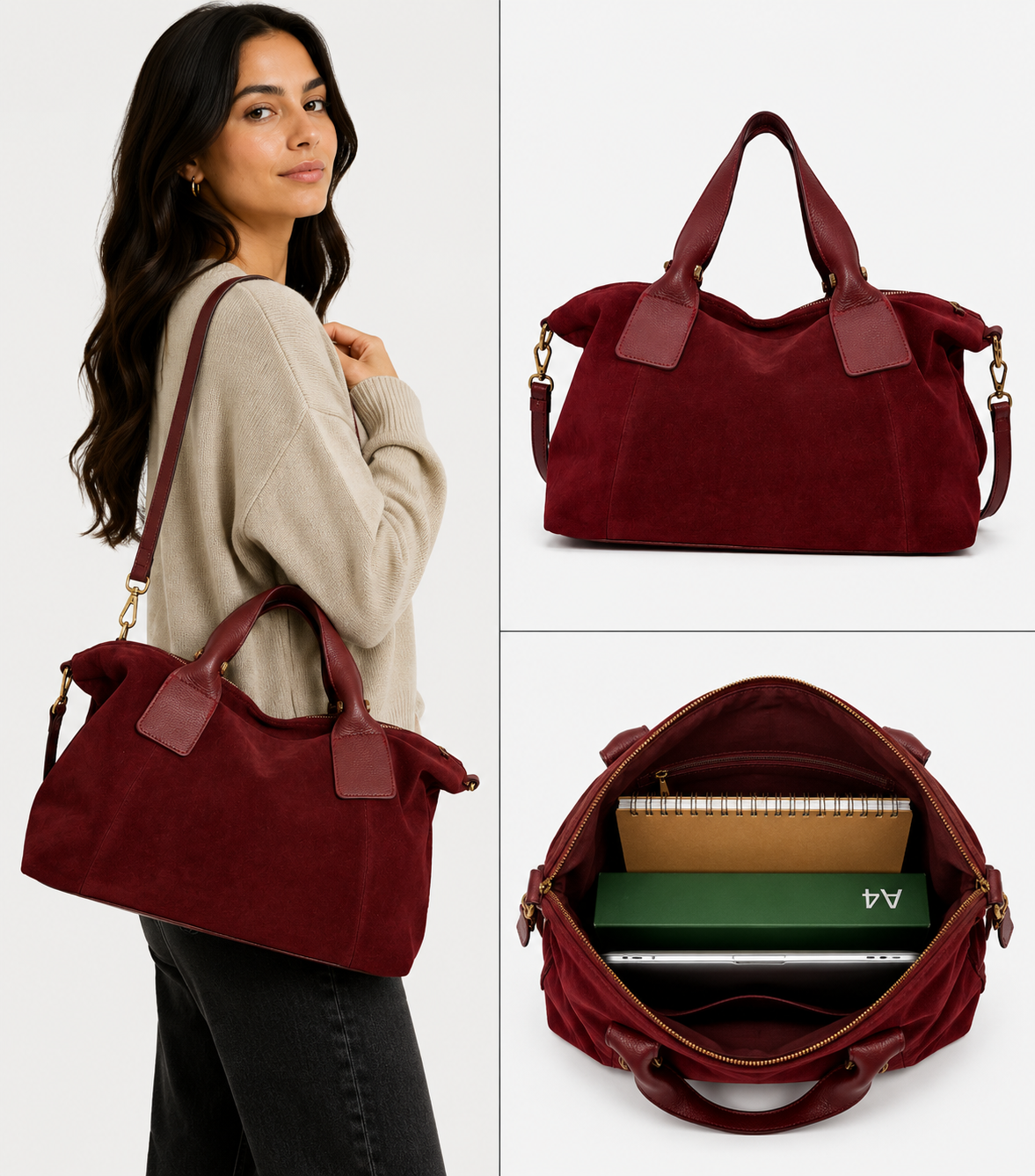 Sac format A4 cuir suède Veolina LOUISA LEE