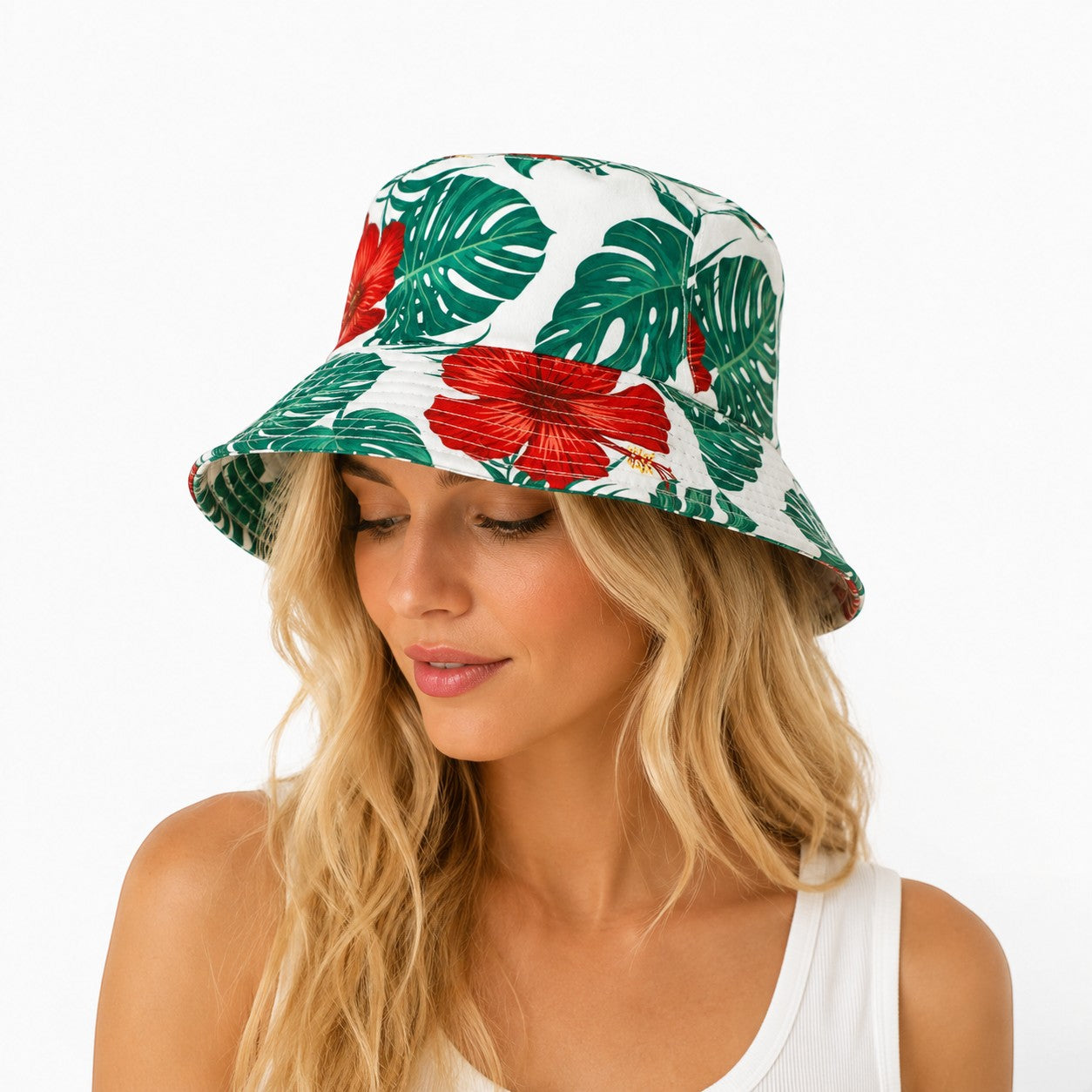 Bob réversible imprimé feuille et fleur LINETA