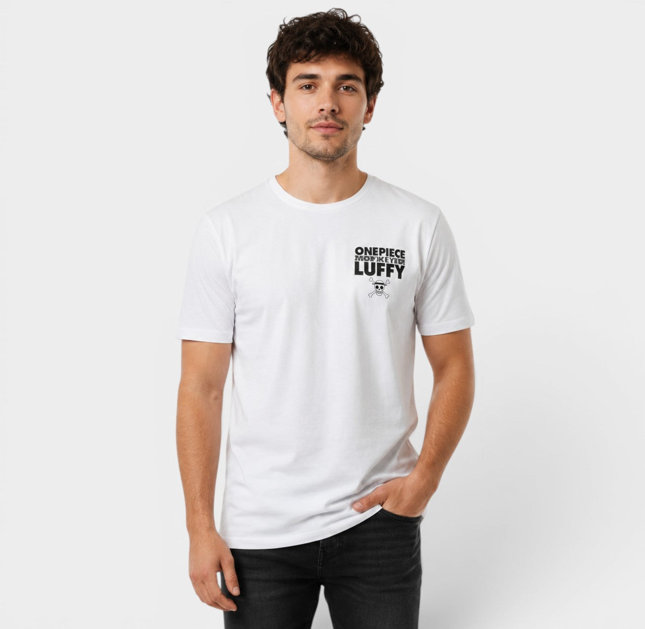 T-Shirt One Piece Doflamingo Back Print Blanc - Oversize