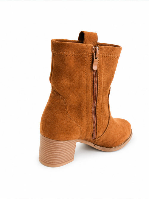 Bottines femme en suédine Camel LADY GLORY
