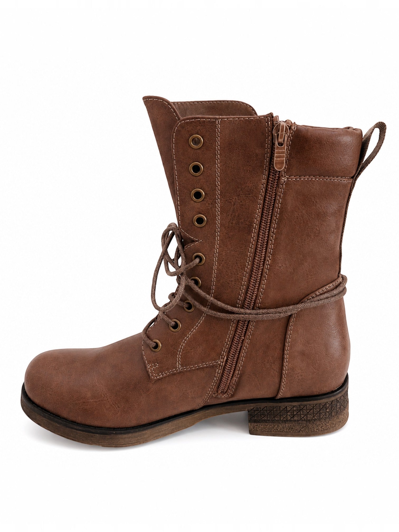 Bottines femme style militaire Chocolat LADY GLORY