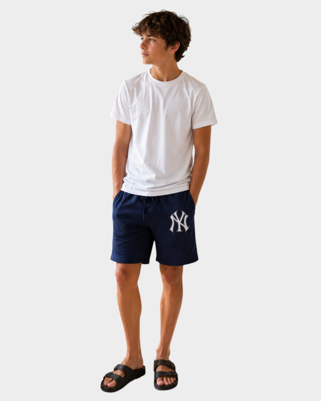 Shorts à cordon de serrage pour enfant avec logo pailleté des New York Yankees