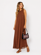 Robe longue sans manches maille BELLAVIE