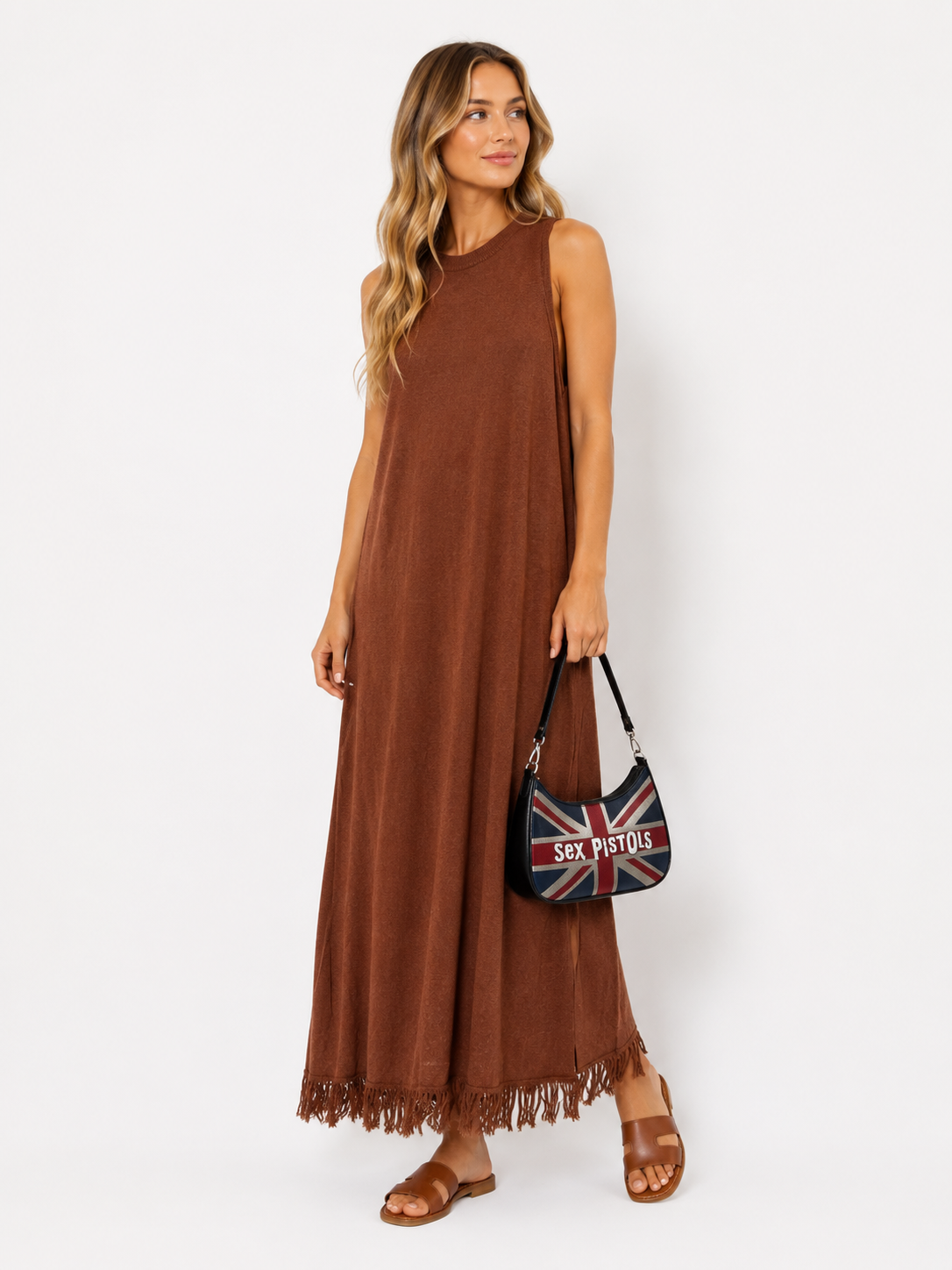Robe longue sans manches maille BELLAVIE