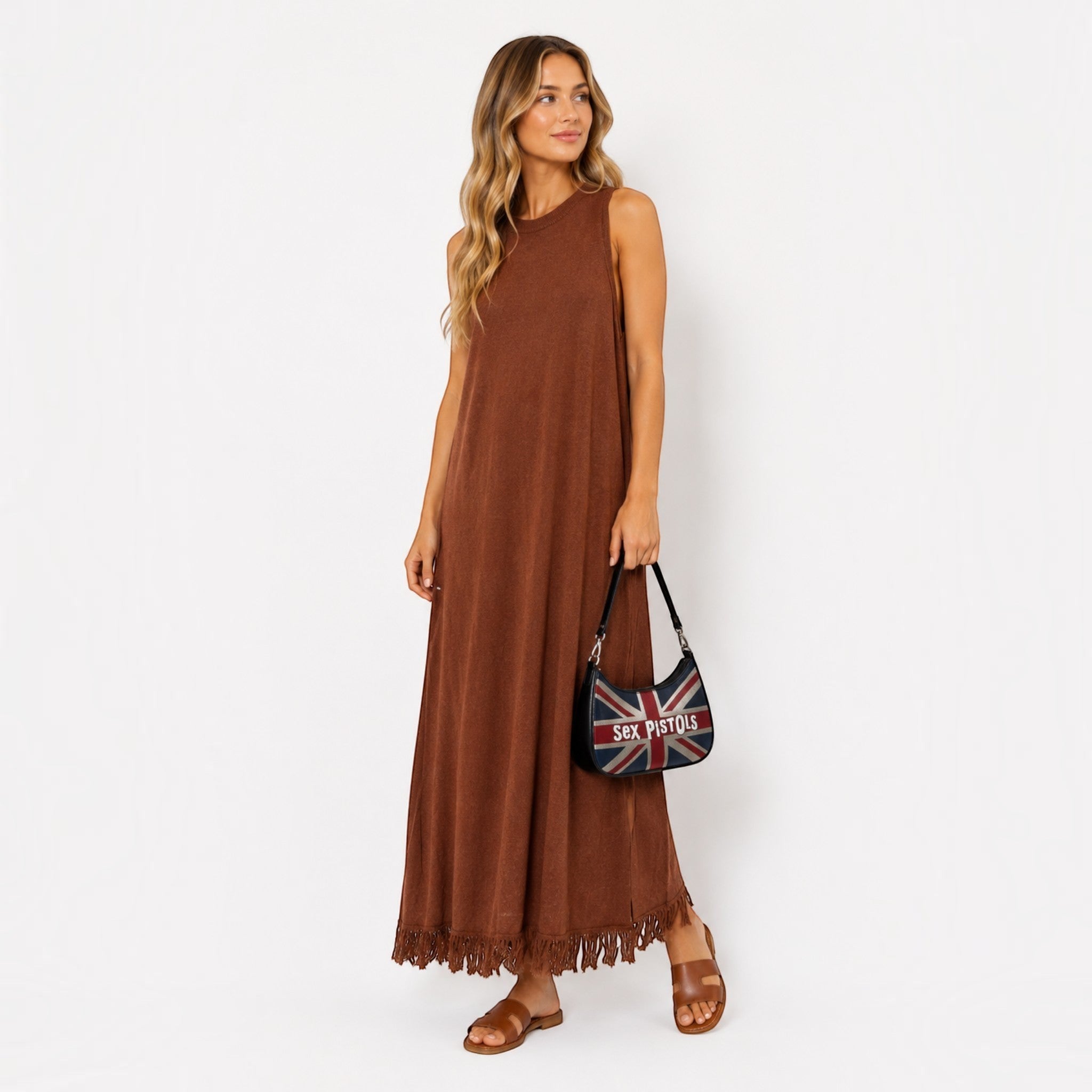 Robe longue sans manches maille BELLAVIE