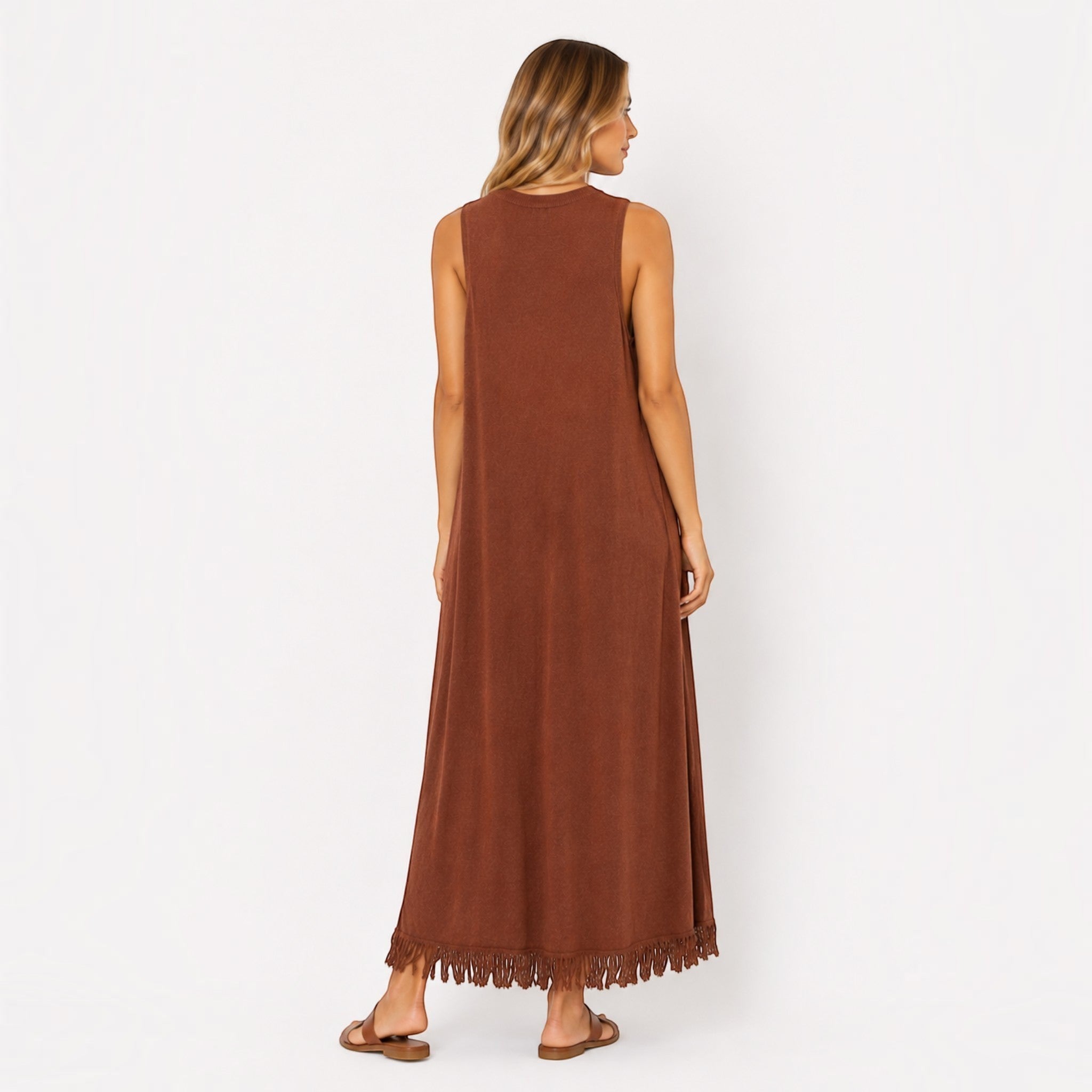 Robe longue sans manches maille BELLAVIE