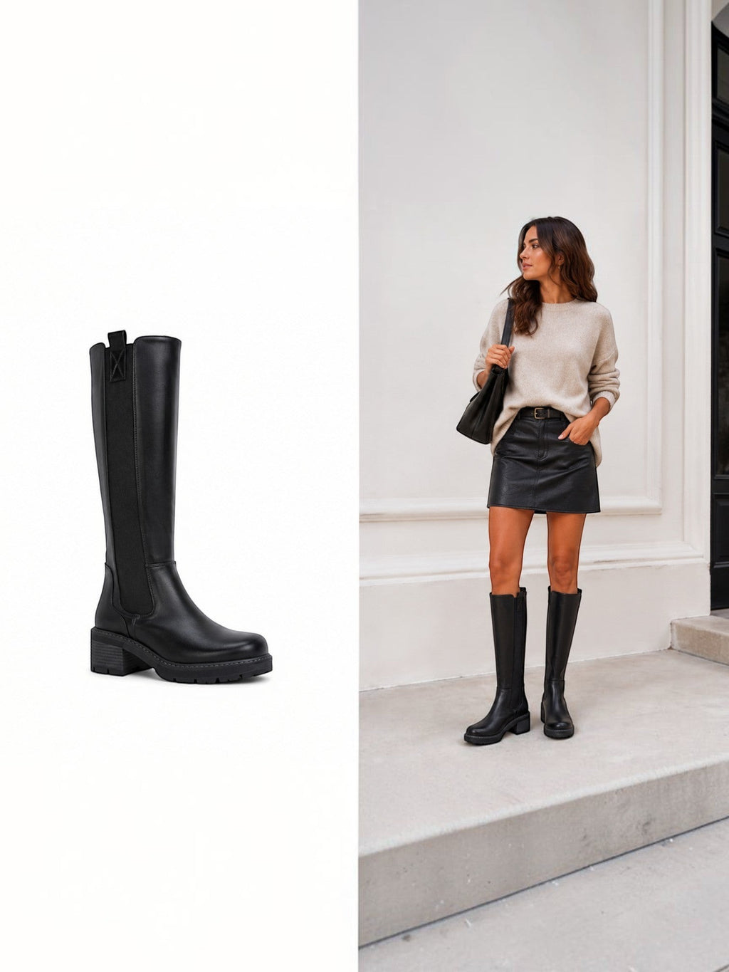Bottes Hautes Femme à Talon Épais Suédine LADY GLORY
