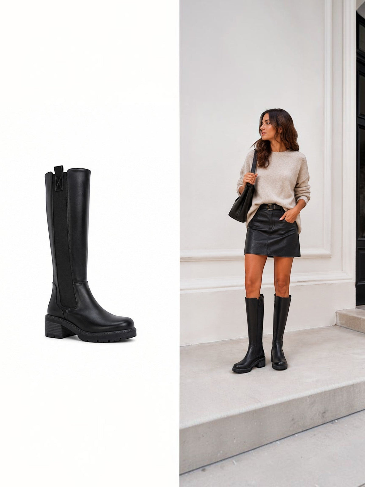 Bottes Hautes Femme à Talon Épais Suédine LADY GLORY