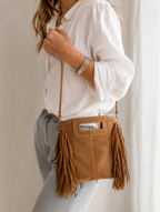Sac en cuir suédé à franges