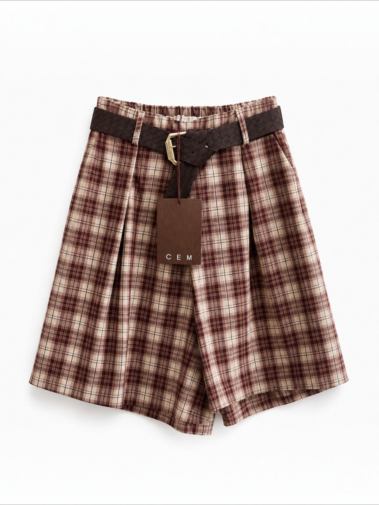 Short Bermuda Carreaux avec ceinture et poches ISSYMA