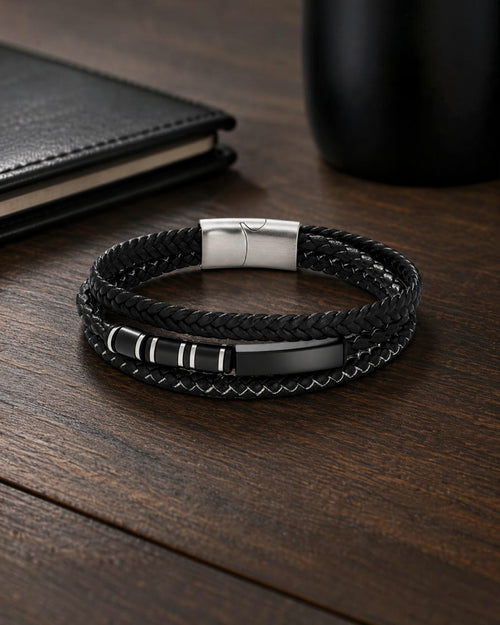 Bracelet cuir et acier inoxydable ÉLINE L'ATELIER