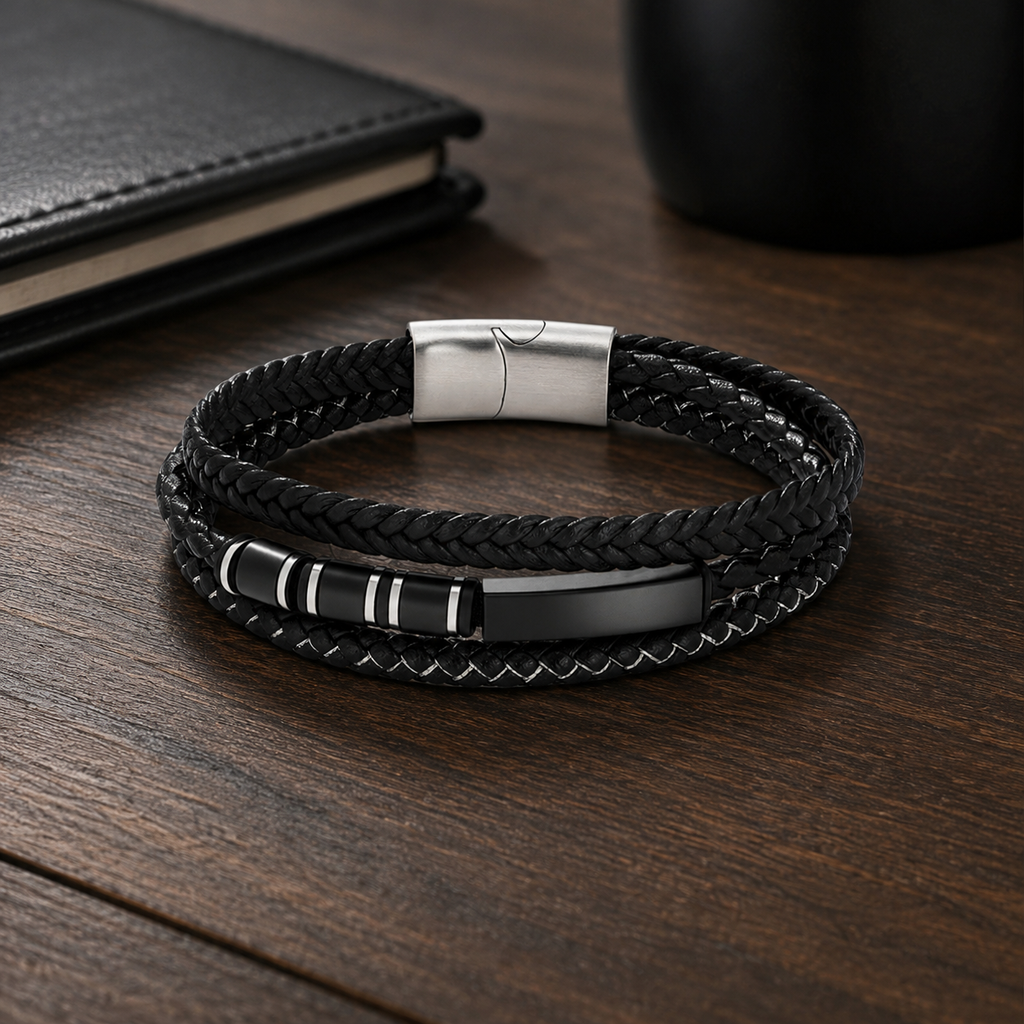 Bracelet cuir et acier inoxydable ÉLINE L'ATELIER