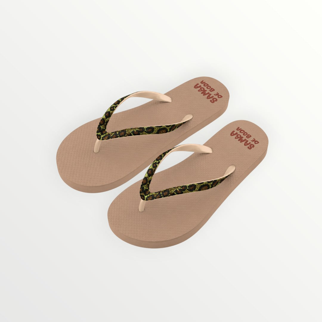 Tongs Femme Léopard Paillettes