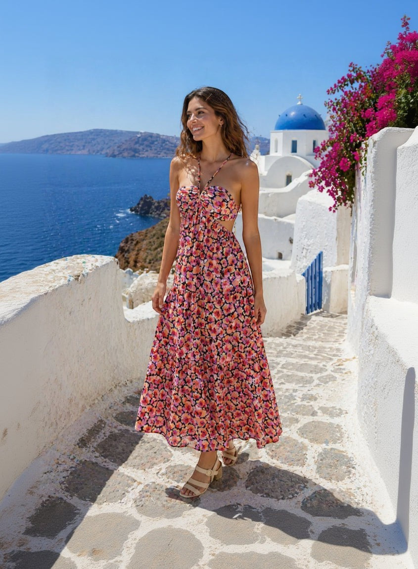 Robe longue imprimé fleuri ALIZEE ANDY & LUCY