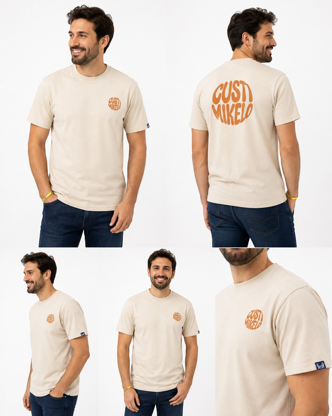 T-shirt imprimé cercle beige