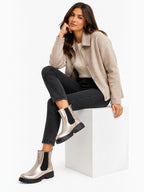 Bottines Métallisées Plateforme Frange Décorative Zip Latéral – LADY GLORY