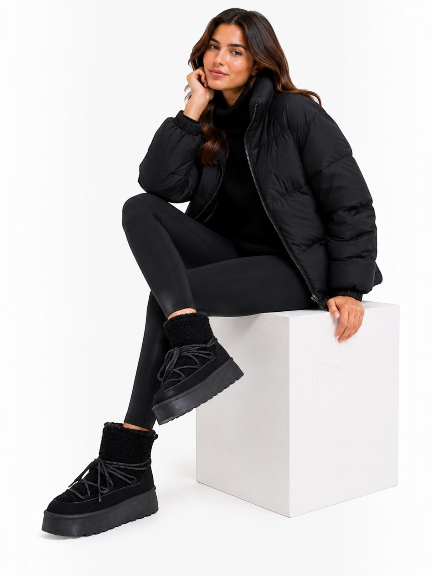 Bottines Plateforme Après-Ski Fausse Fourrure Lacets Croisés – LADY GLORY