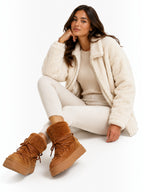 Bottines Plateforme Après-Ski Fausse Fourrure Lacets Croisés – LADY GLORY