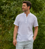 T-shirt coton col à boutons blanc Frilivin