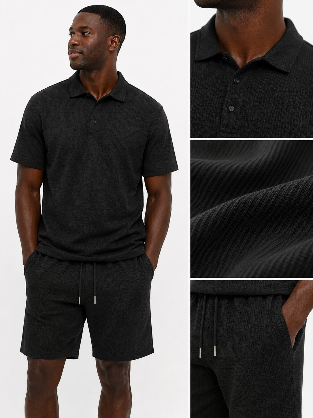 Ensemble Polo & Short Noir Marron FRILIVIN
