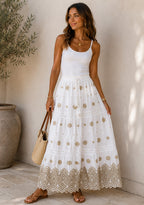 Jupe Longue Broderie Anglaise Florale CX118