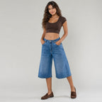 Jorts long en jean stretch flare évasé NINA CARTER
