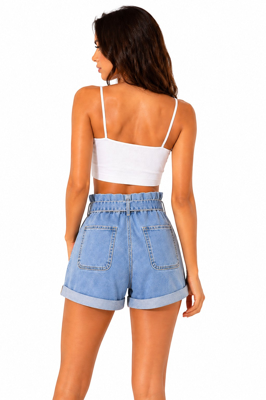 Short Denim Paperbag Taille Haute Femme NINA CARTER