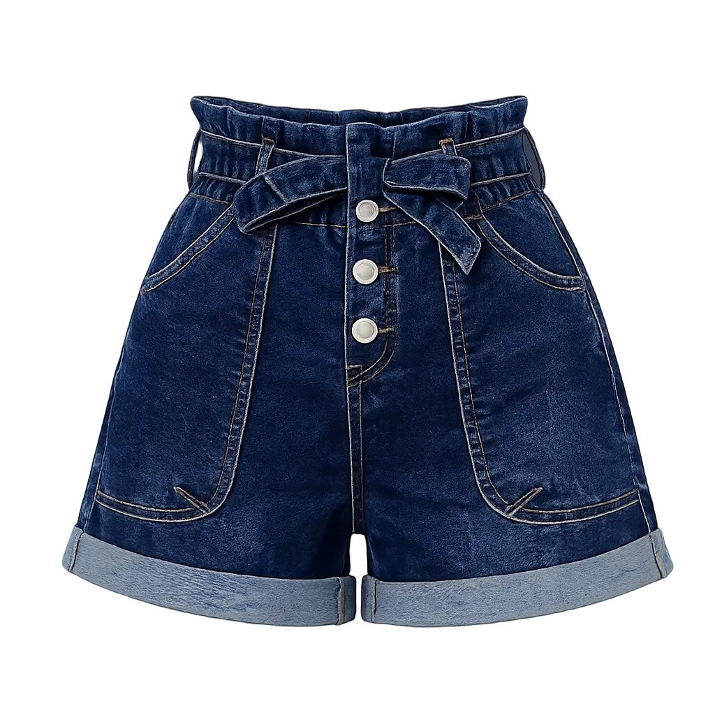 Short Denim Paperbag Taille Haute Femme NINA CARTER