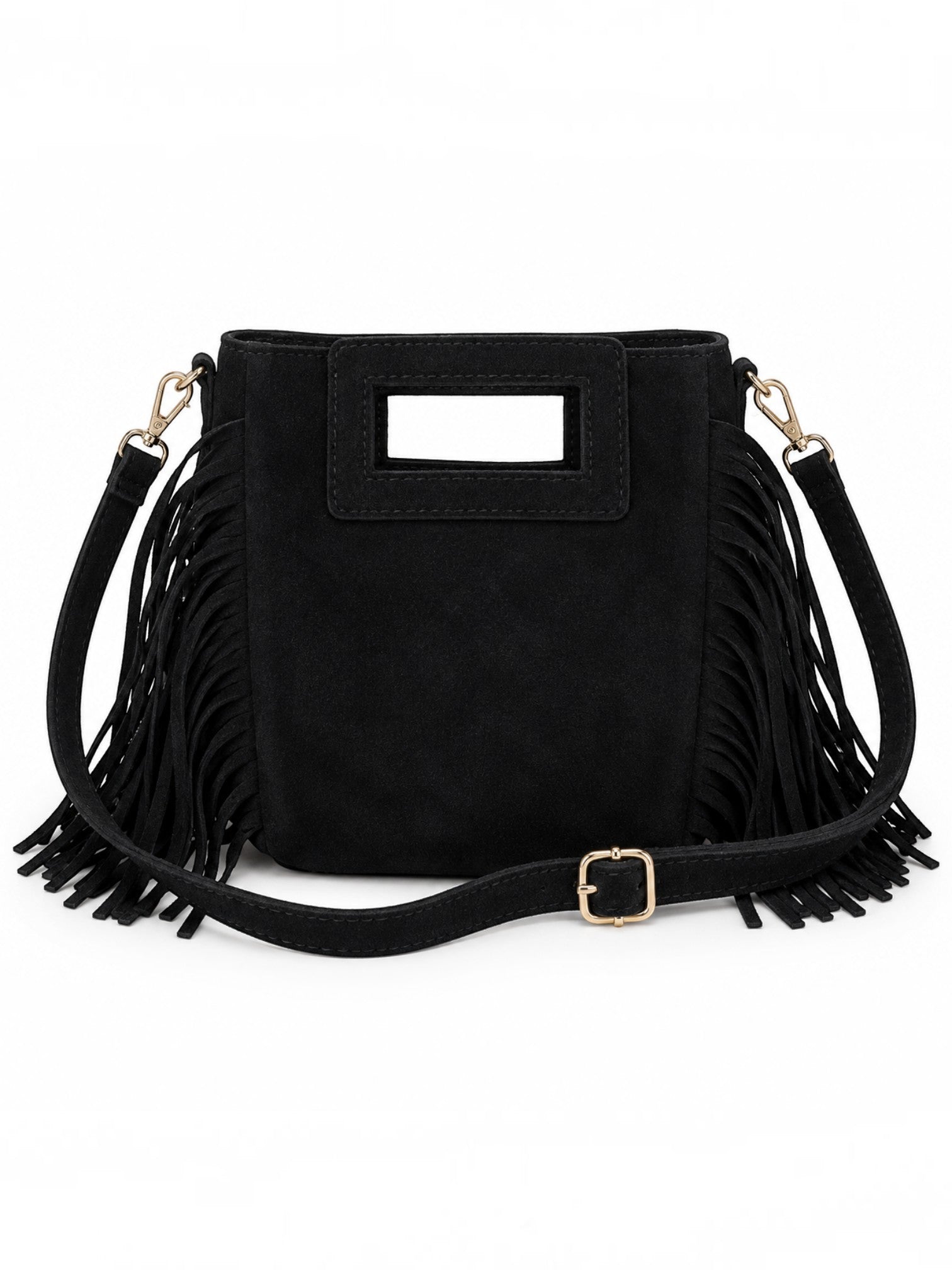 Sac bandoulière en daim à franges – Petit format