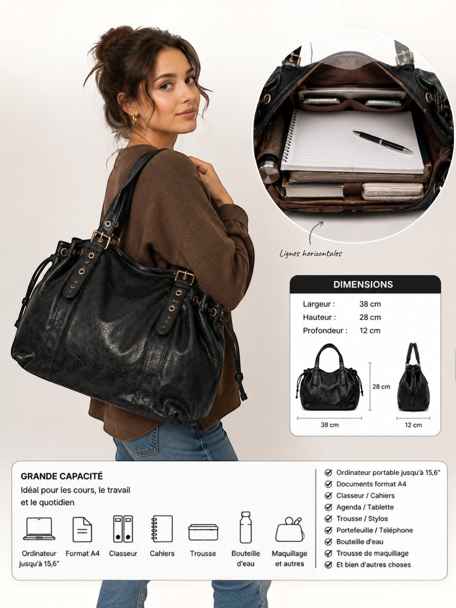 Sac de cours format A4 XL