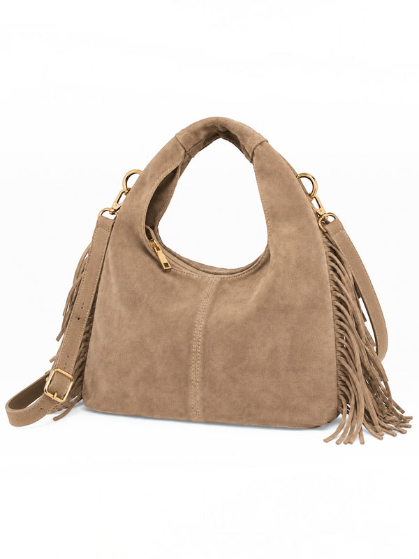 Sac bandoulière en daim à franges