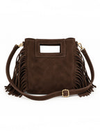 Sac bandoulière en daim à franges – Petit format