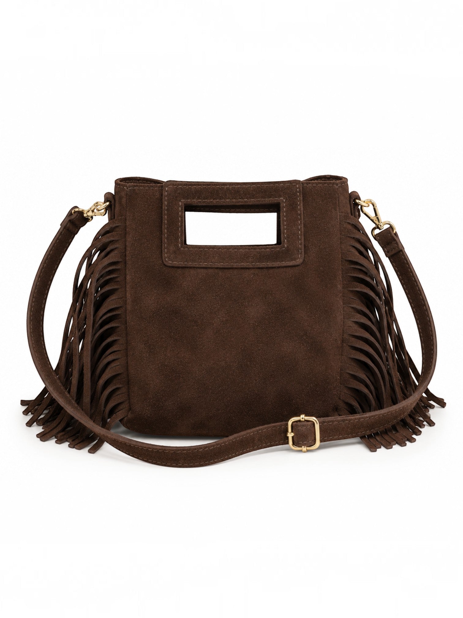 Sac bandoulière en daim à franges – Petit format