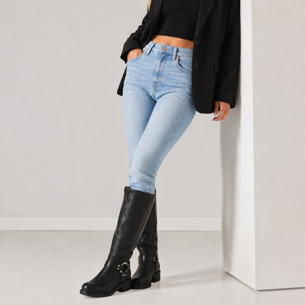 Botte Mi-Haute Biker Simili Cuir à Boucle STEPHAN PARIS
