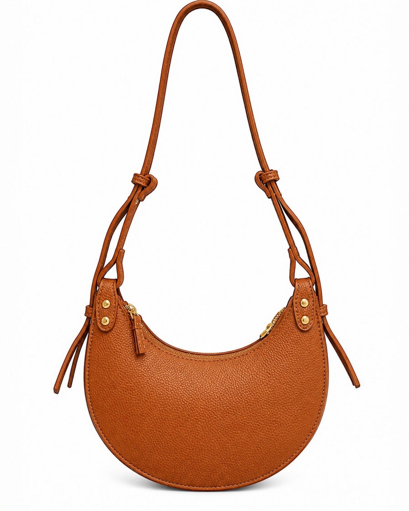 Sac bandoulière en cuir texturé demi-lune