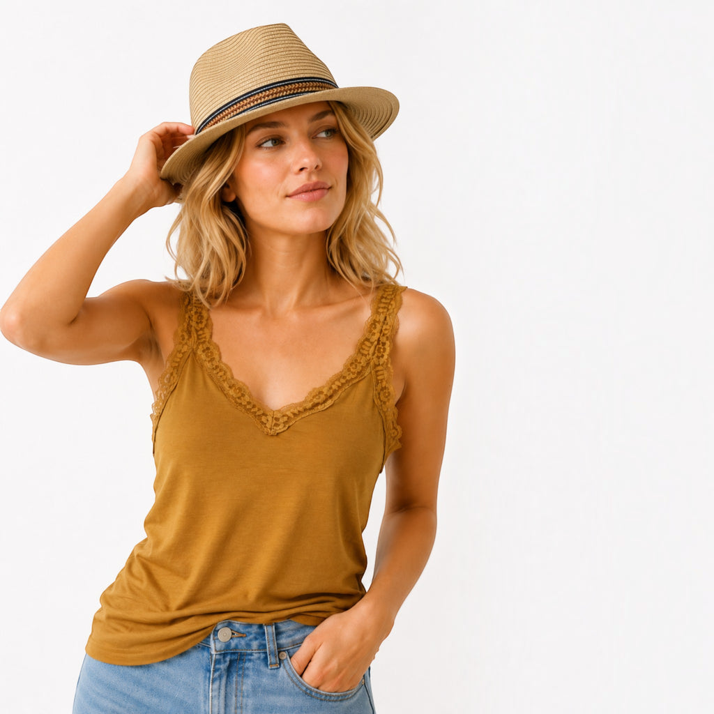 Chapeau Panama aspect paille