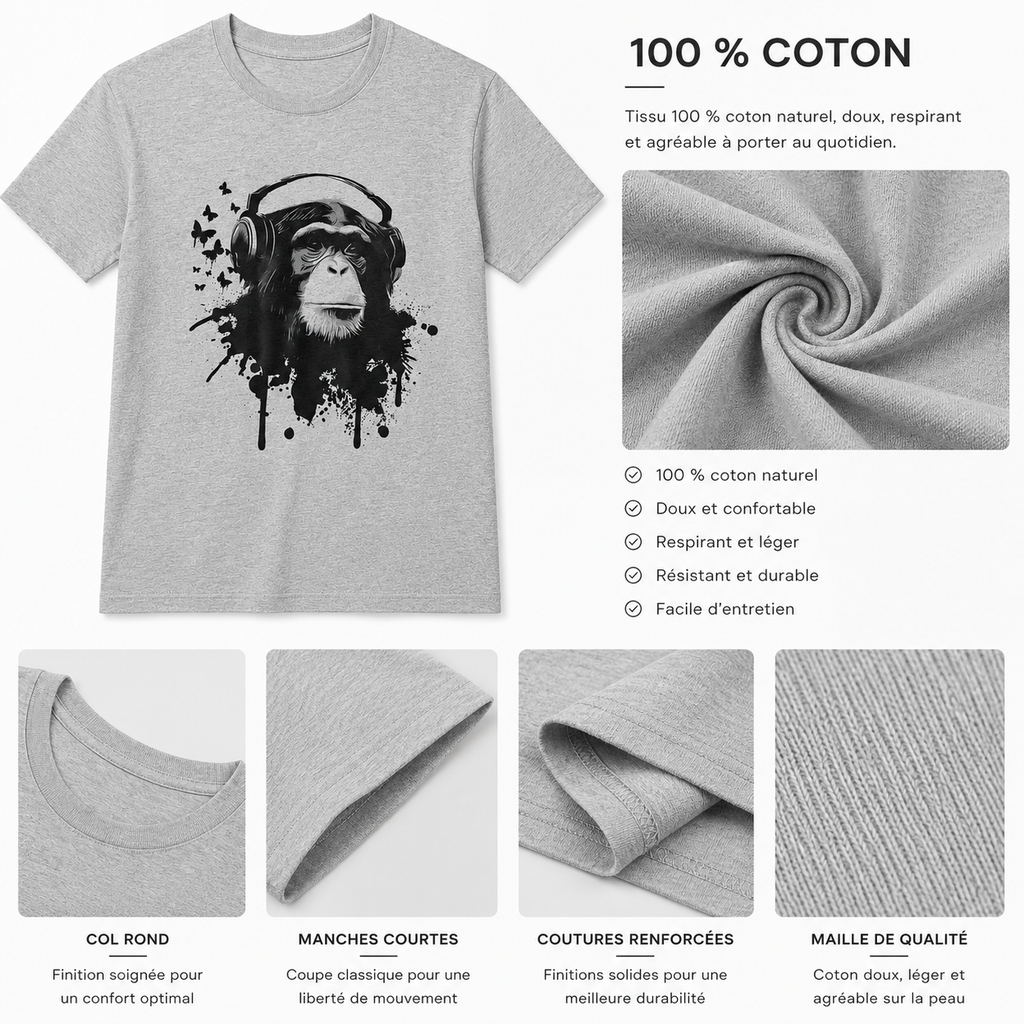 T-shirt Homme Creative Monkey WOOOP
