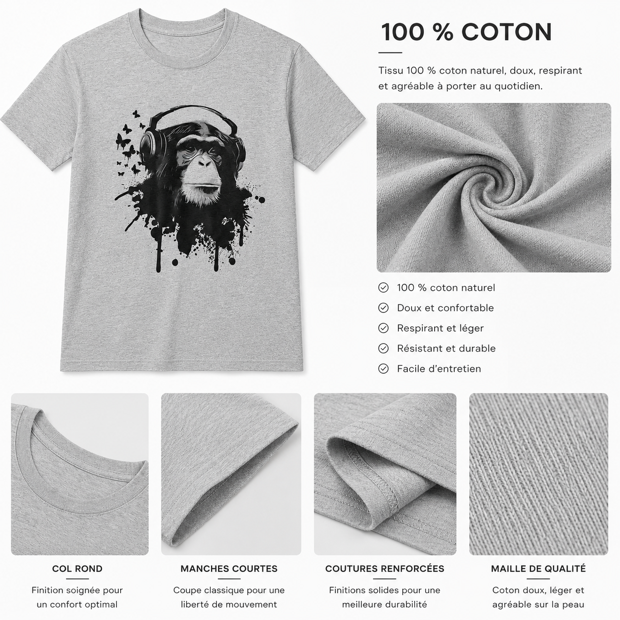 T-shirt Homme Creative Monkey WOOOP