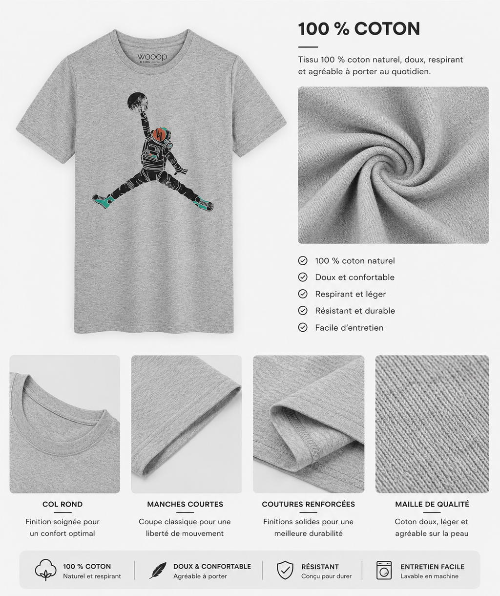 T-shirt Gris Chiné Homme Space Dunk WOOOP
