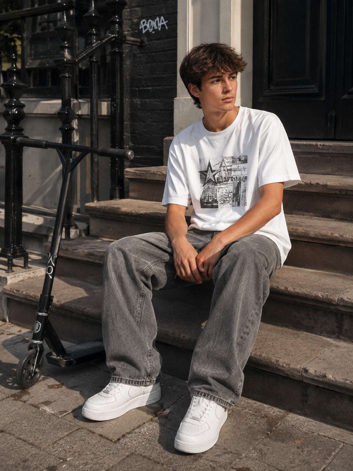 Jean Baggy Gris Délavé Homme FIVE EVER
