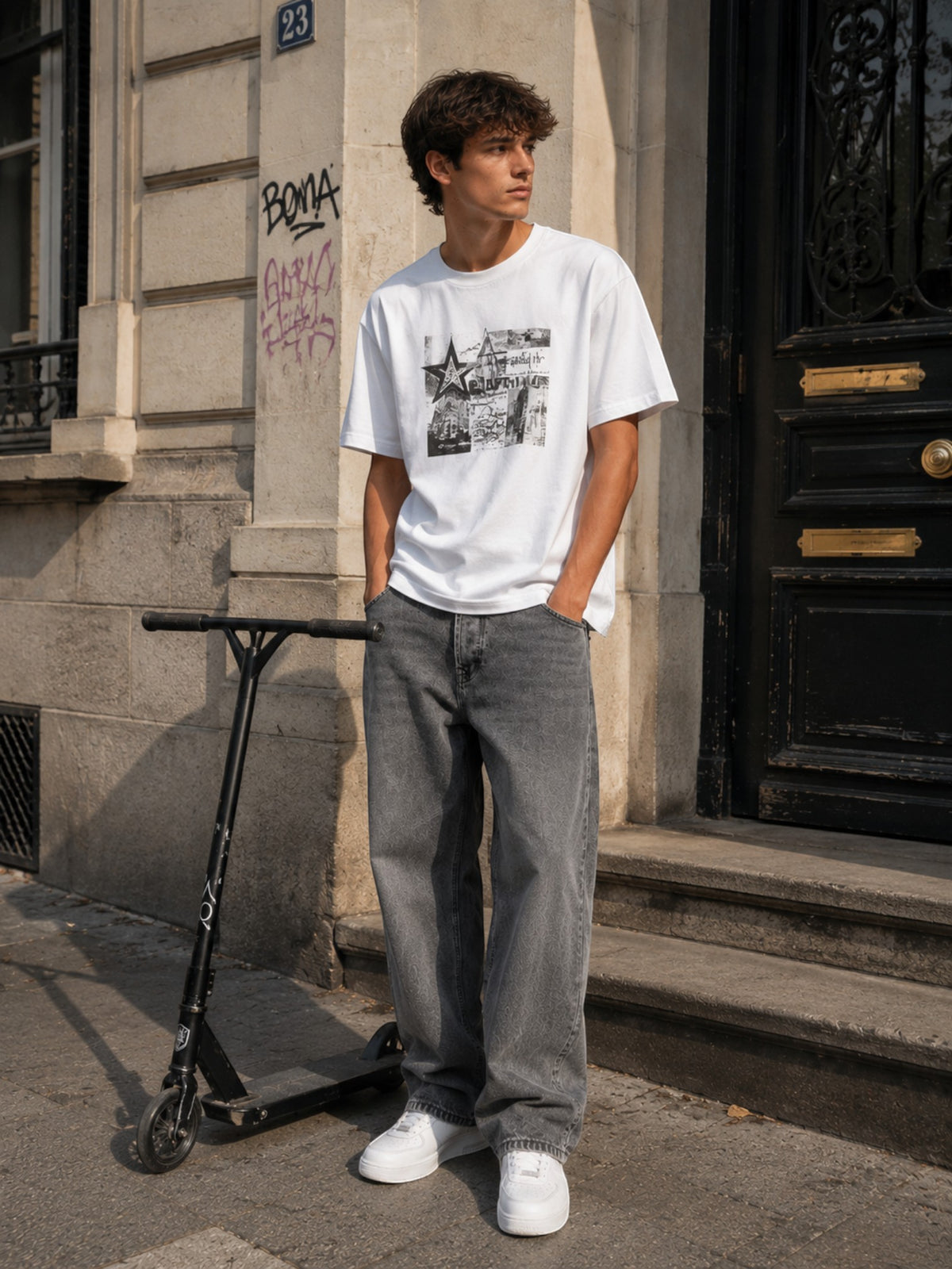 Jean Baggy Gris Délavé Homme FIVE EVER