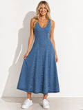 Robe midi dos nu denim COPPEROSE