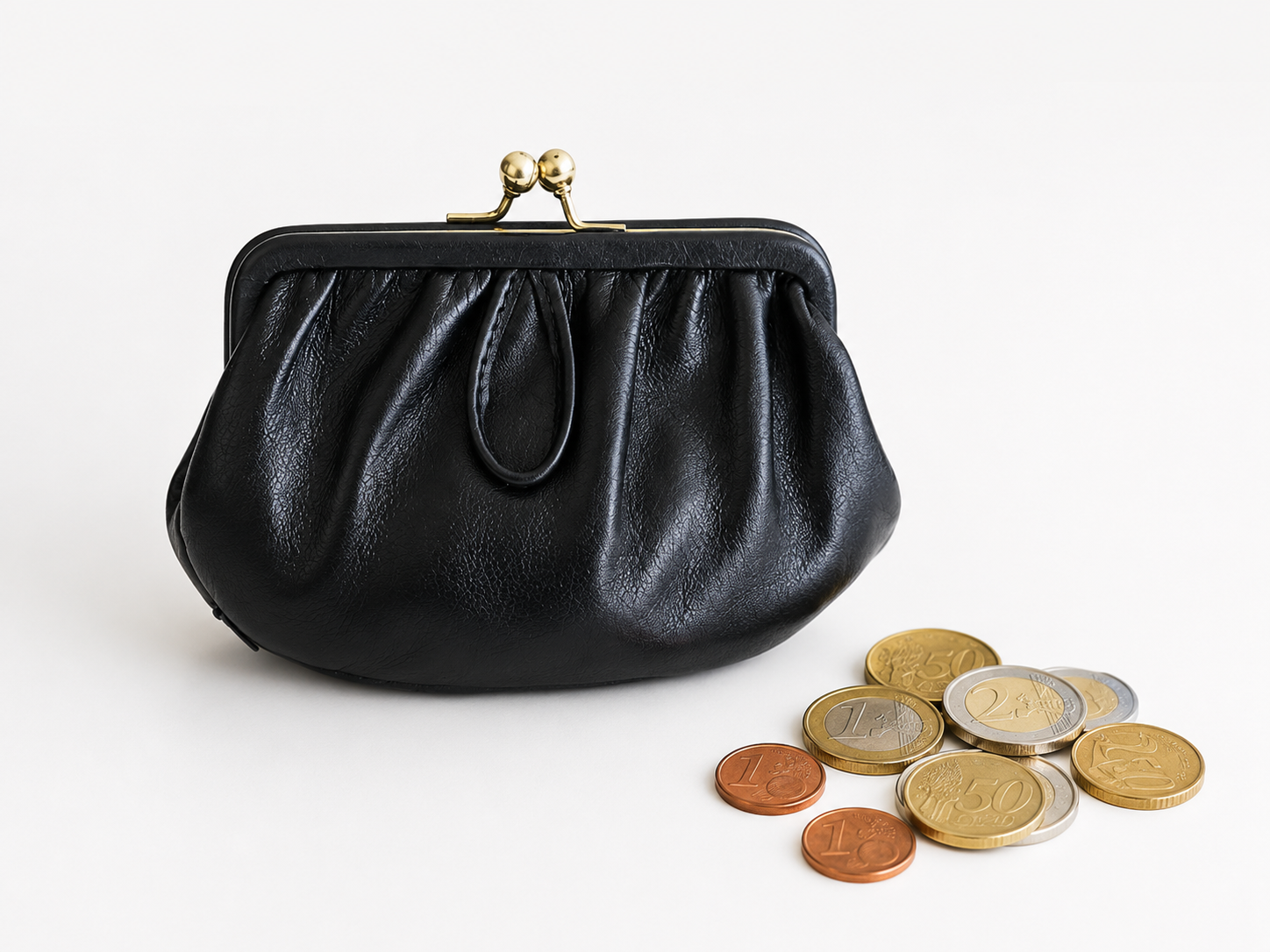 Porte monnaie bourse ronde cuir fermoir