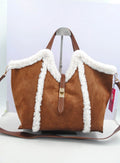 Sac cabas effet suédine à bordures moutonnées SYSTYLE